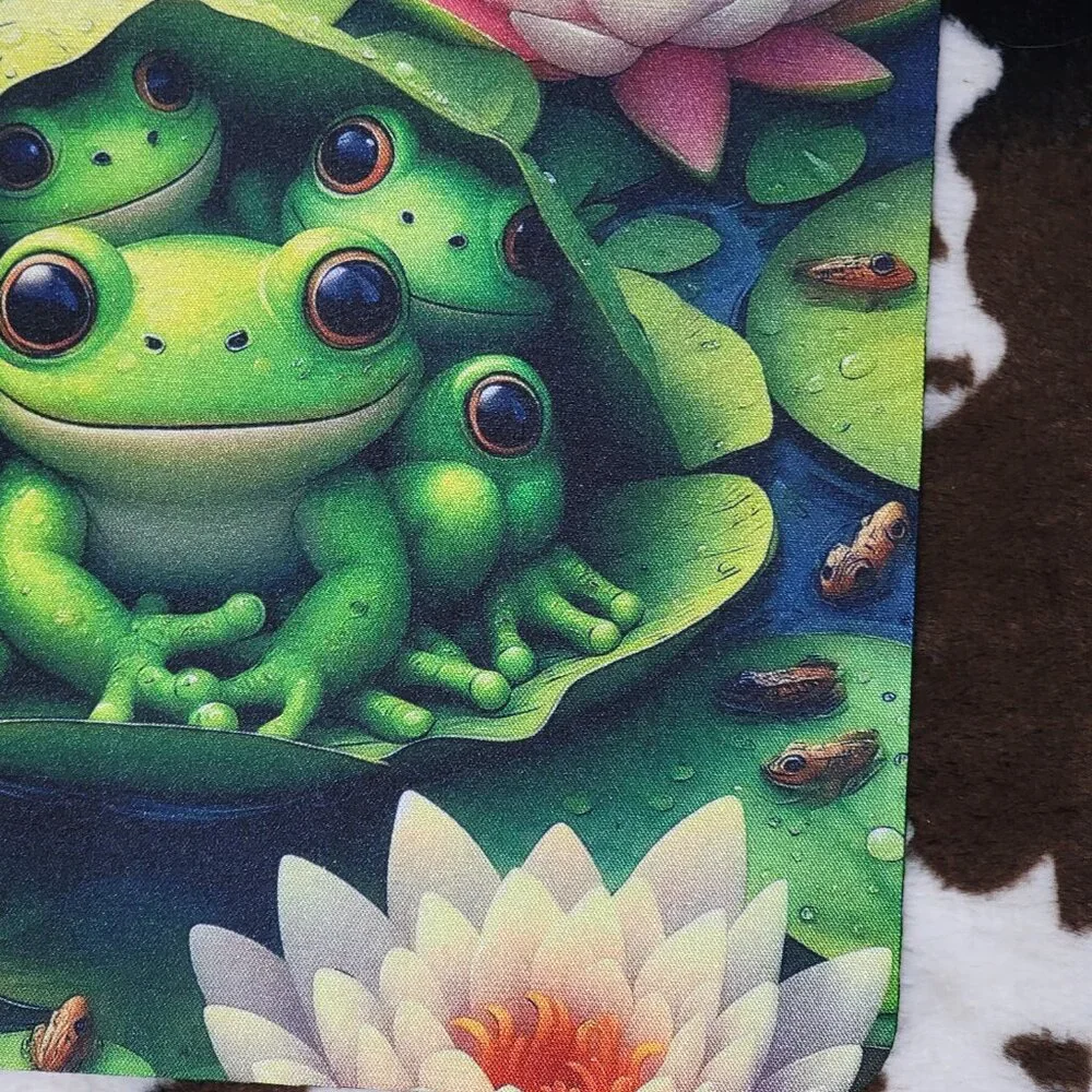Frog Family Lily Pad Green Non Slip Custom Mouse Pad